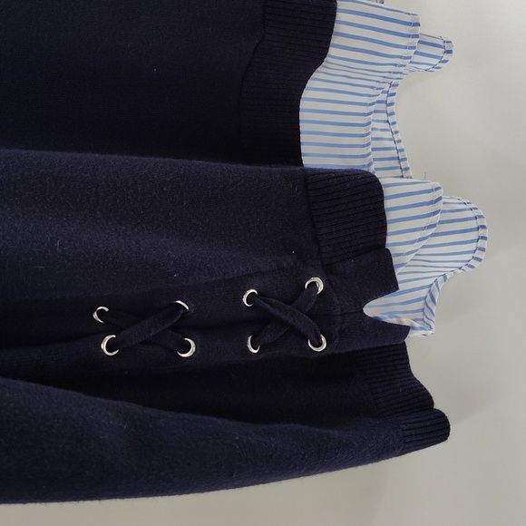 Calvin Klein Pullover Sweater Medium With Striped Faux Shirt Long Sleeve - Picture 4 of 8